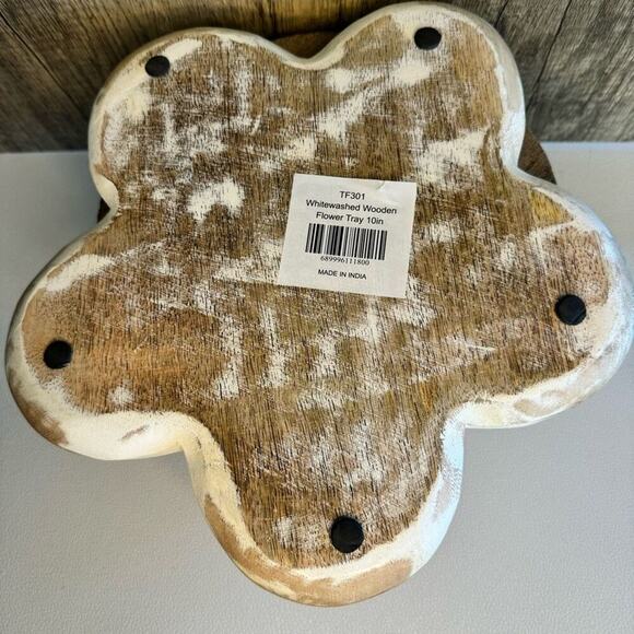 Rustic Flower Plate Whitewashed Decor NEW FAST SHIP - Picture 3 of 5